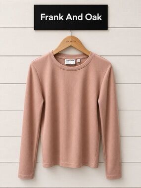 FRANK AND OAK – Size XXS – Dusty Rose Ribbed Long Sleeve Top